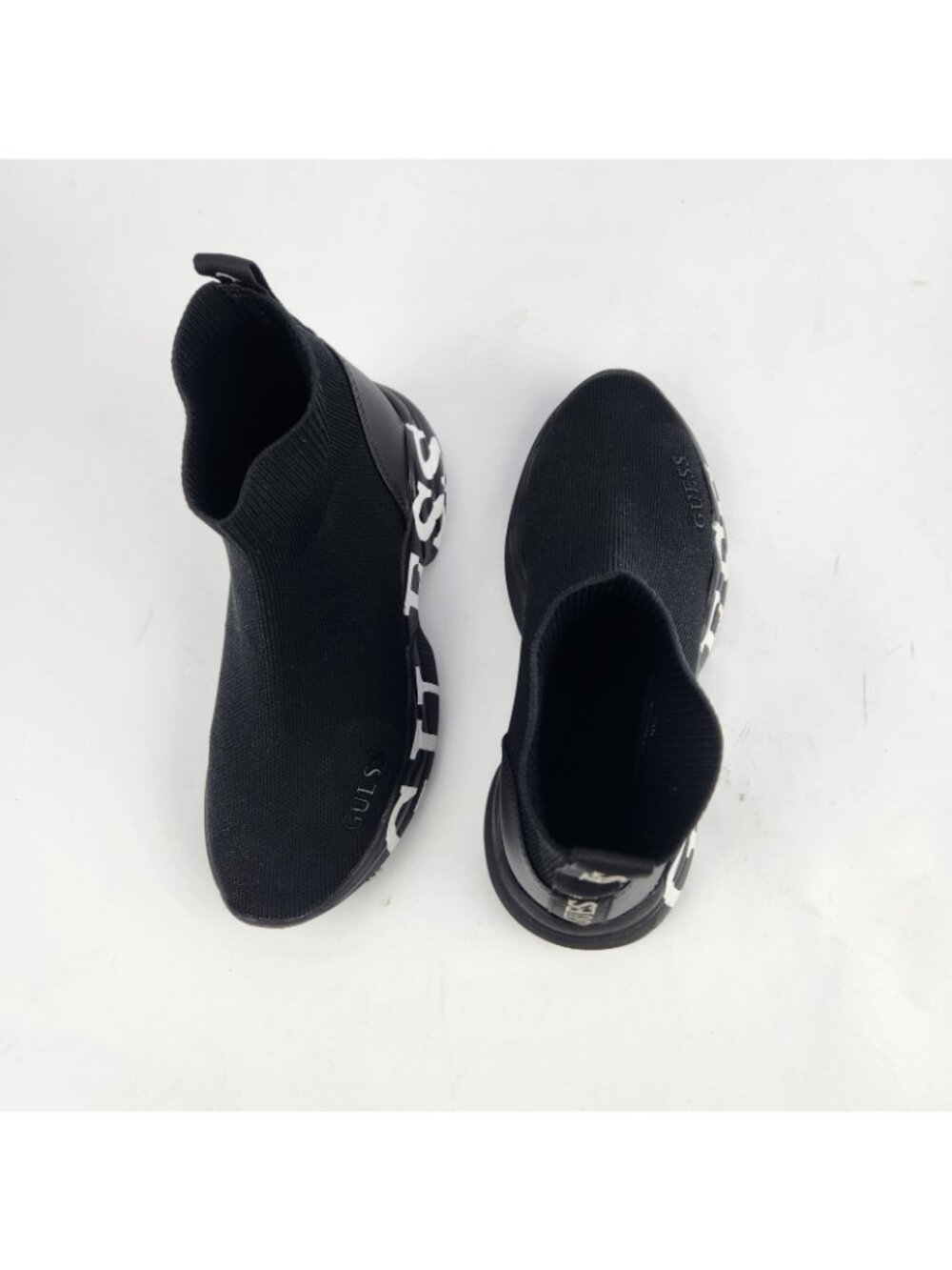 GUESS Black Sock Sneakers Size 5.5 High Top Knit Logo Athletic Running Shoes Wm - Picture 10 of 14